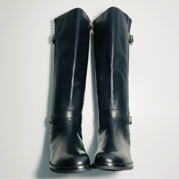 NEW Cole Haan Belted Leather Knee High Riding Boots in Black size 5.5 - Picture 8 of 16